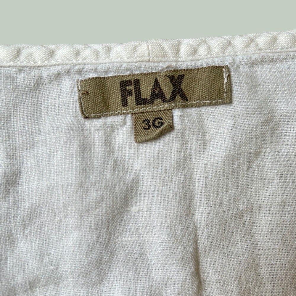 FLAX Linen Tank Top 3G White Sleeveless Scoop Neck Lagenlook - Picture 4 of 6